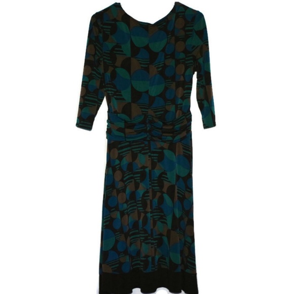 Women's Sandra Darren Aqua/Brown Dress, Size L - Picture 2 of 6